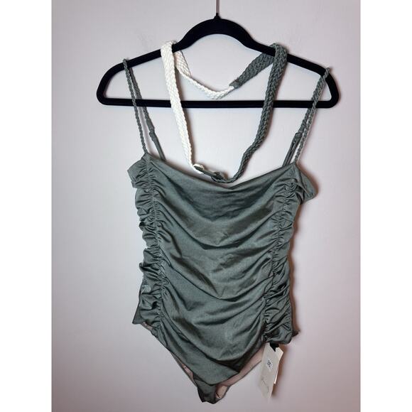 JOHANNA ORTIZ Luster Of Pearls One-piece Swimsuit Green Belted Large NWT $495 - Picture 2 of 15